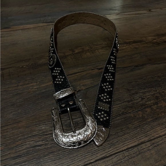 Black and Silver Embellished BB Simon Belt - Picture 1 of 3